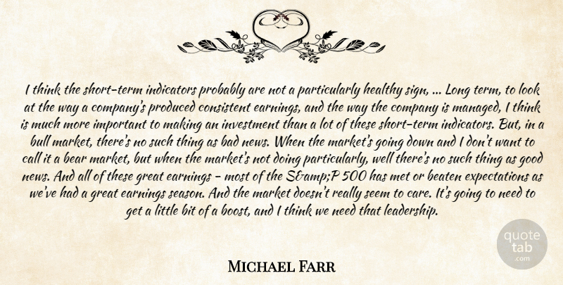 Michael Farr Quote About Bad, Bear, Beaten, Bit, Bull: I Think The Short Term...