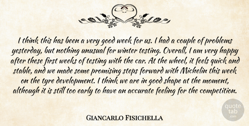 Giancarlo Fisichella Quote About Accurate, Although, Couple, Early, Feeling: I Think This Has Been...