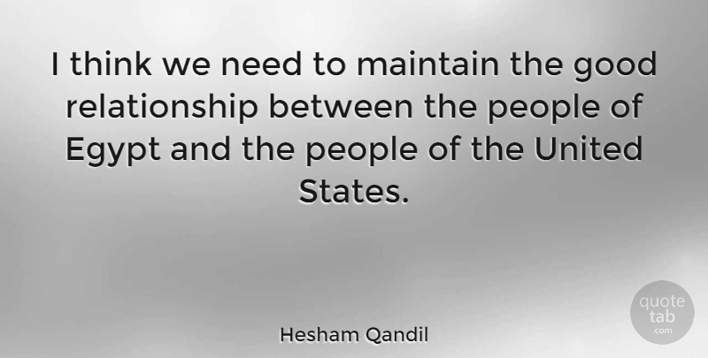 Hesham Qandil Quote About Thinking, Egypt, Good Relationship: I Think We Need To...