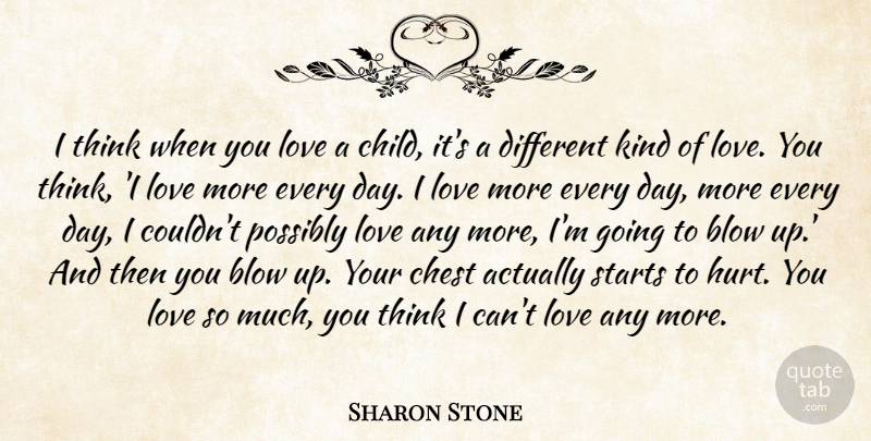 Sharon Stone Quote About Blow, Chest, Love, Possibly, Starts: I Think When You Love...