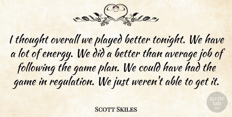 Scott Skiles Quote About Average, Following, Game, Job, Overall: I Thought Overall We Played...