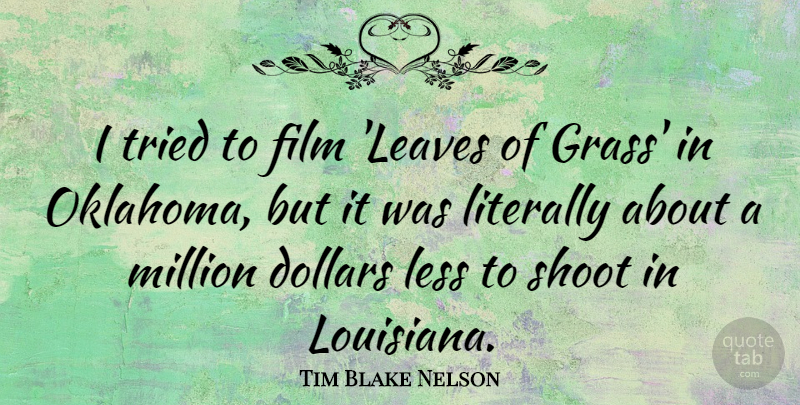 Tim Blake Nelson Quote About Oklahoma, Dollars, Louisiana: I Tried To Film Leaves...