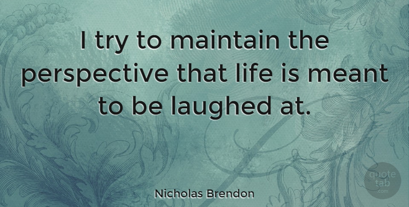 Nicholas Brendon Quote About Perspective, Trying, Life Is: I Try To Maintain The...