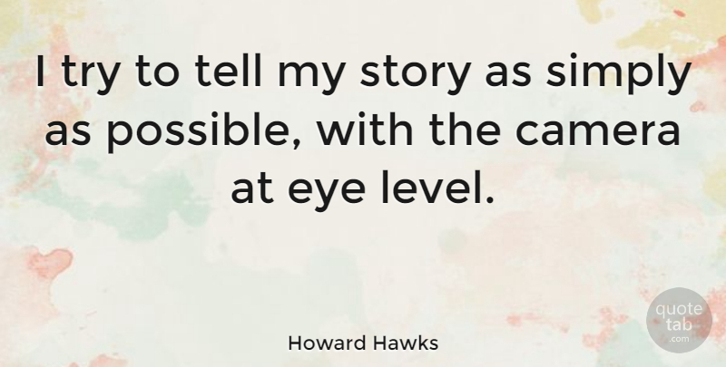 Howard Hawks Quote About Simply: I Try To Tell My...