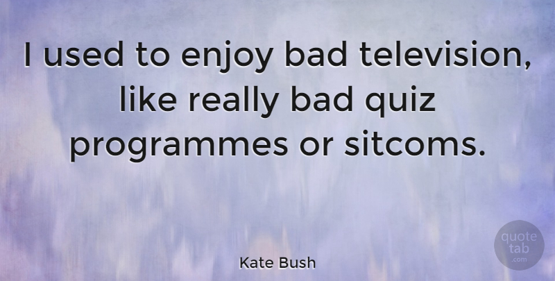Kate Bush Quote About Bad, Programmes: I Used To Enjoy Bad...