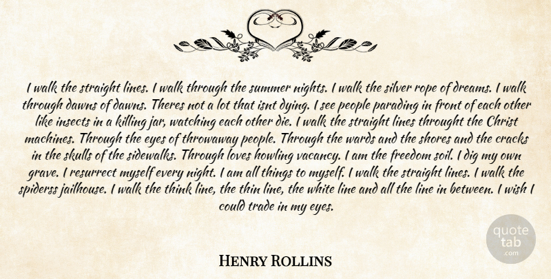 Henry Rollins Quote About Christ, Cracks, Dig, Eyes, Freedom: I Walk The Straight Lines...
