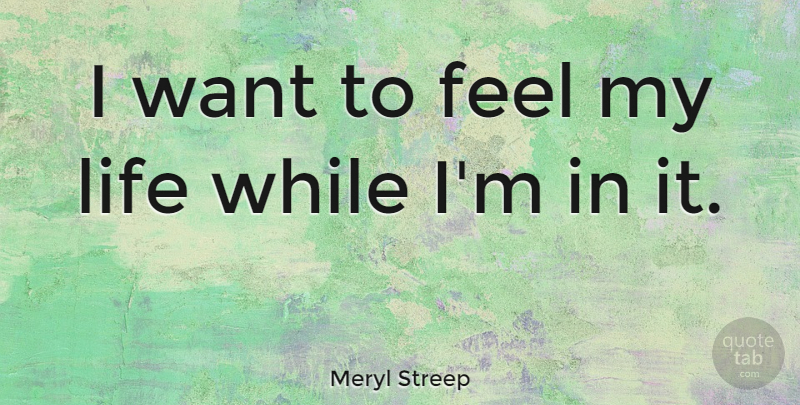Meryl Streep Quote About Life, Inspire, Want: I Want To Feel My...