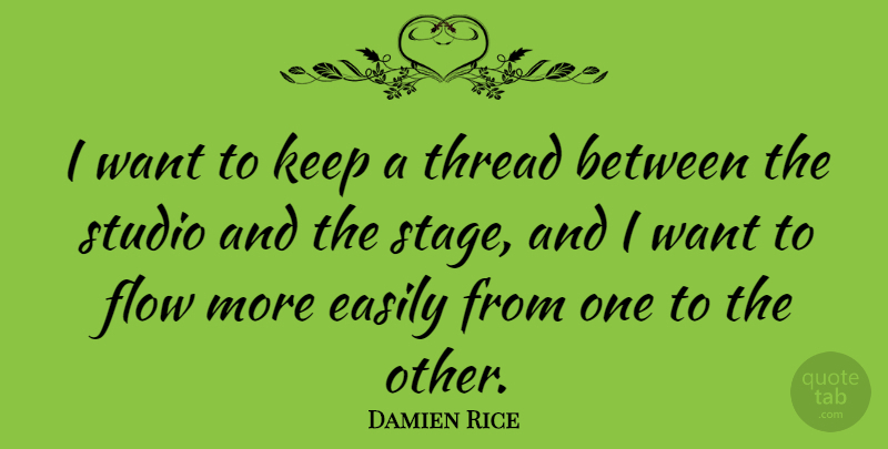 Damien Rice Quote About Want, Flow, Thread: I Want To Keep A...