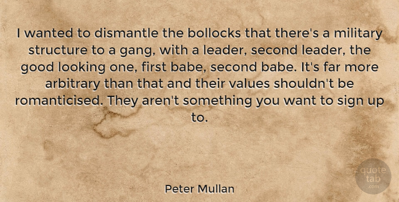 Peter Mullan Quote About Military, Leader, Arbitrary: I Wanted To Dismantle The...