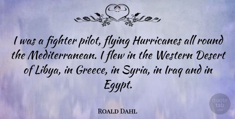 Roald Dahl Quote About Egypt, Iraq, Flying: I Was A Fighter Pilot...
