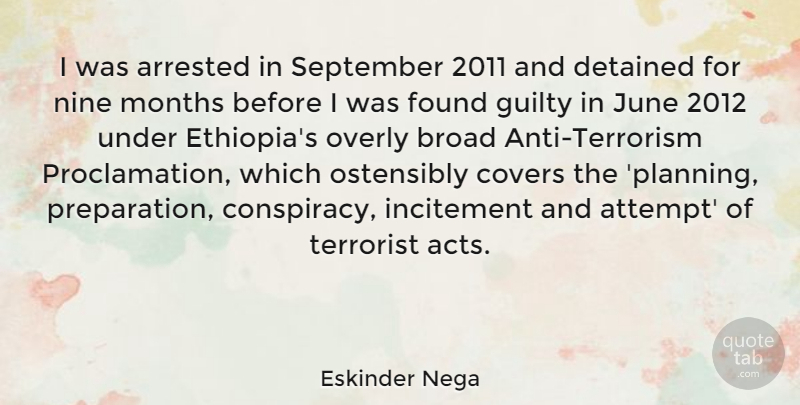 Eskinder Nega Quote About Arrested, Broad, Covers, Detained, Found: I Was Arrested In September...