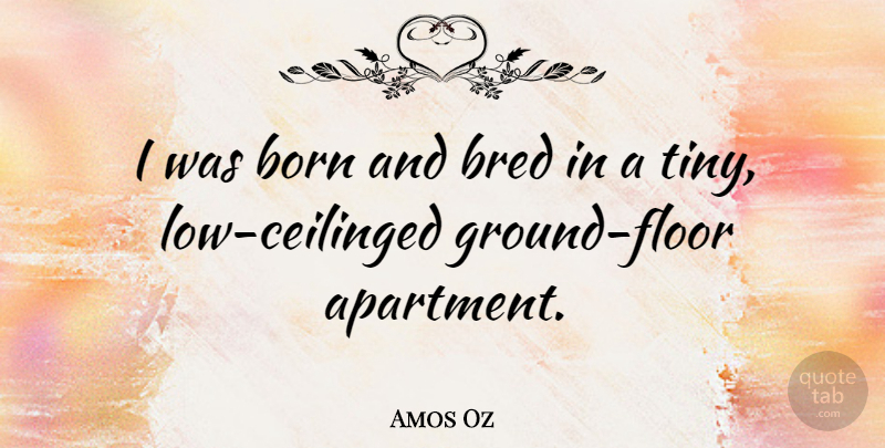 Amos Oz Quote About Tiny, Born, Lows: I Was Born And Bred...