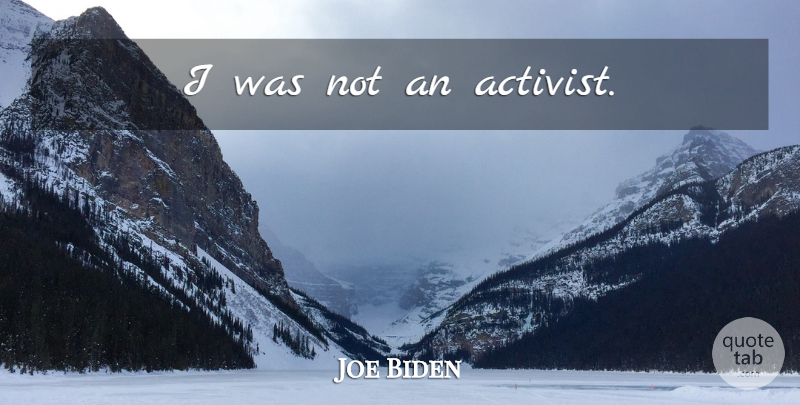 Joe Biden Quote About Activist: I Was Not An Activist...