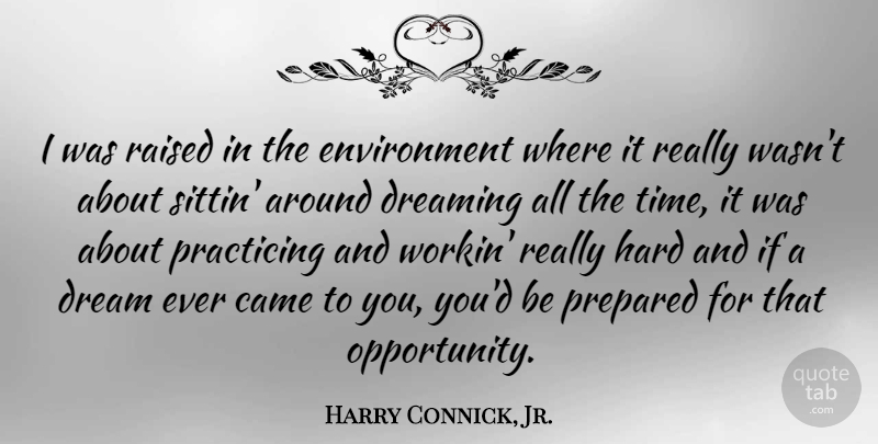 Harry Connick, Jr. Quote About Dream, Opportunity, Environment: I Was Raised In The...