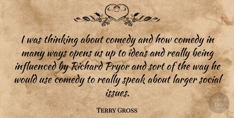 Terry Gross Quote About Thinking, Ideas, Issues: I Was Thinking About Comedy...