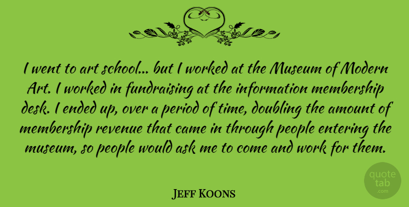 Jeff Koons Quote About Art, School, Fundraising: I Went To Art School...