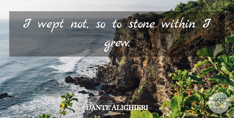 Dante Alighieri Quote About Stones, Grew, Weeping: I Wept Not So To...