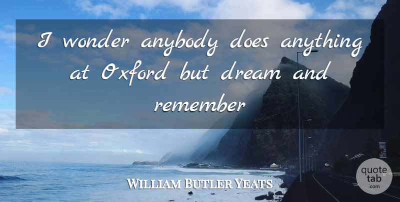 William Butler Yeats Quote About Dream, Oxford, Doe: I Wonder Anybody Does Anything...