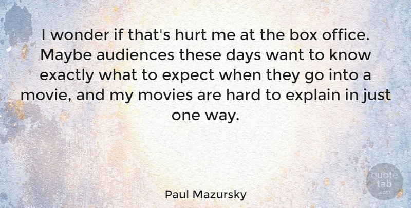 Paul Mazursky Quote About Hurt, Office, Want: I Wonder If Thats Hurt...