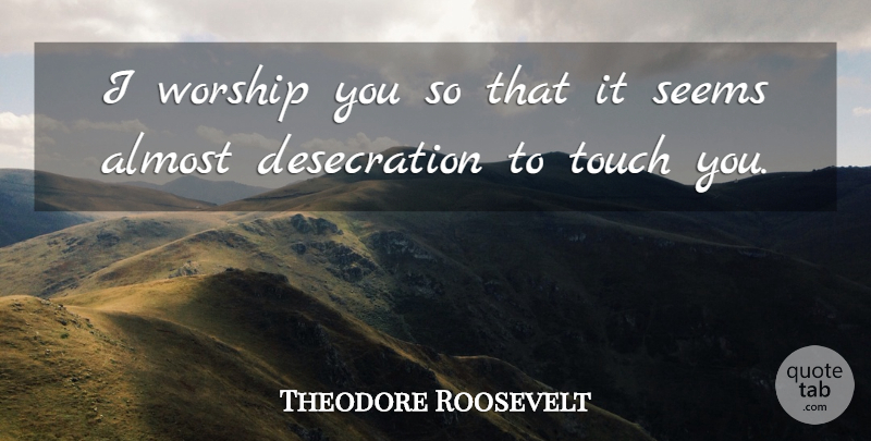 Theodore Roosevelt Quote About Almost, Seems, Touch, Worship: I Worship You So That...