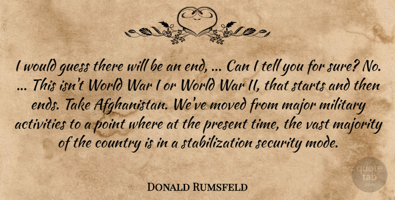 Donald Rumsfeld Quote About Activities, Country, Guess, Major, Majority: I Would Guess There Will...