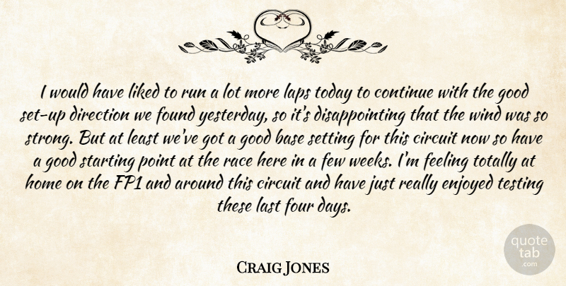 Craig Jones Quote About Base, Circuit, Continue, Direction, Enjoyed: I Would Have Liked To...