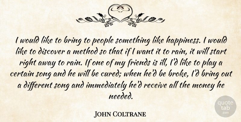 John Coltrane Quote About Song, Rain, Play: I Would Like To Bring...