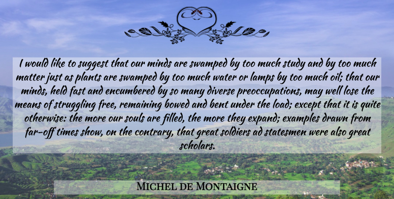 Michel de Montaigne Quote About Educational, Struggle, Mean: I Would Like To Suggest...