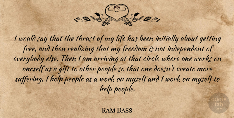 Ram Dass Quote About Independent, Circles, People: I Would Say That The...