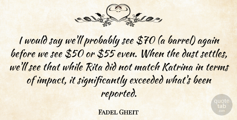 Fadel Gheit Quote About Again, Dust, Exceeded, Katrina, Match: I Would Say Well Probably...