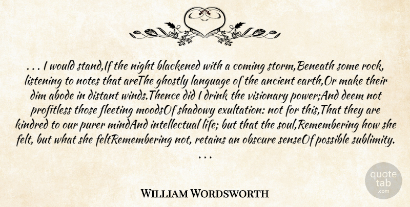 William Wordsworth Quote About Ancient, Coming, Deem, Dim, Distant: I Would Stand If The...