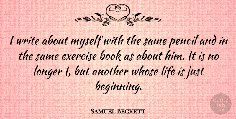 Samuel Beckett Quote About Book, Writing, Exercise: I Write About Myself With...