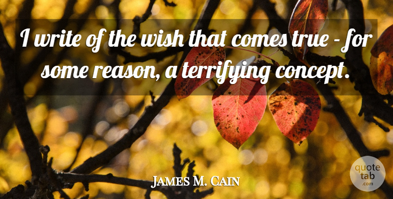 James M. Cain Quote About Terrifying: I Write Of The Wish...