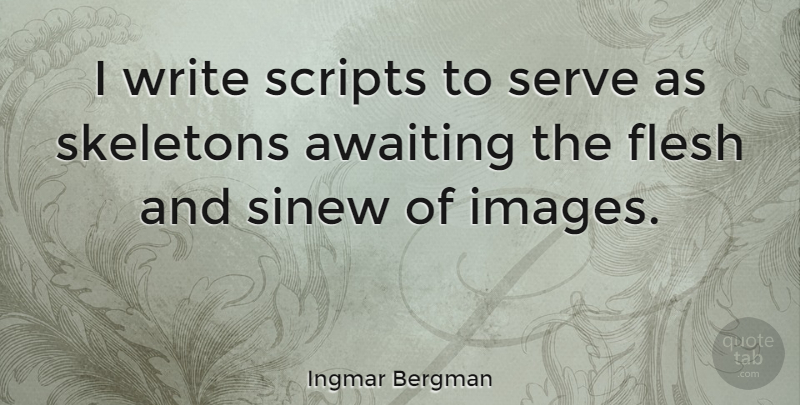 Ingmar Bergman Quote About Writing, Skeletons, Flesh: I Write Scripts To Serve...