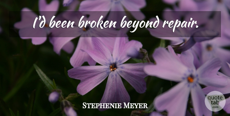 Stephenie Meyer Quote About Broken, New Moon: Id Been Broken Beyond Repair...