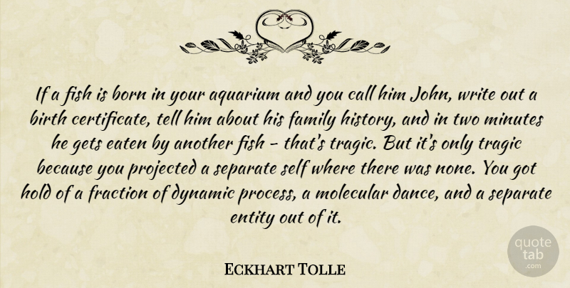 Eckhart Tolle Quote About Writing, Self, Aquariums: If A Fish Is Born...