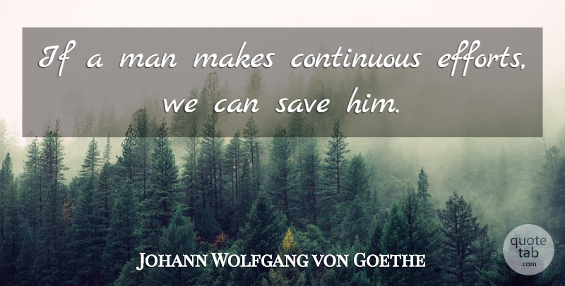 Johann Wolfgang von Goethe Quote About Continuous, Man, Save: If A Man Makes Continuous...