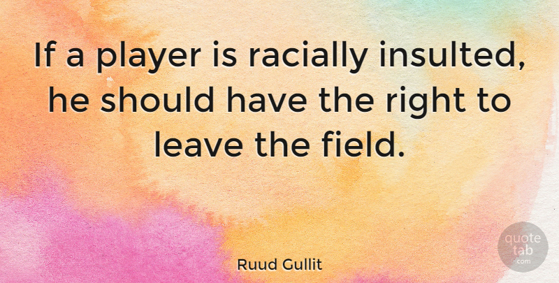 Ruud Gullit Quote About Player, Should Have, Fields: If A Player Is Racially...