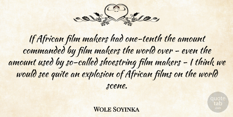 Wole Soyinka Quote About Amount, Films, Makers: If African Film Makers Had...