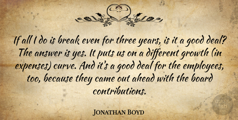 Jonathan Boyd Quote About Ahead, Answer, Board, Break, Came: If All I Do Is...