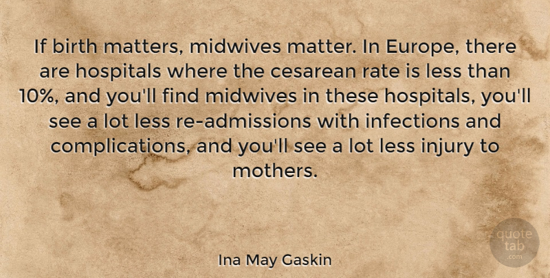 Ina May Gaskin Quote About Mother, Europe, Cesarean: If Birth Matters Midwives Matter...