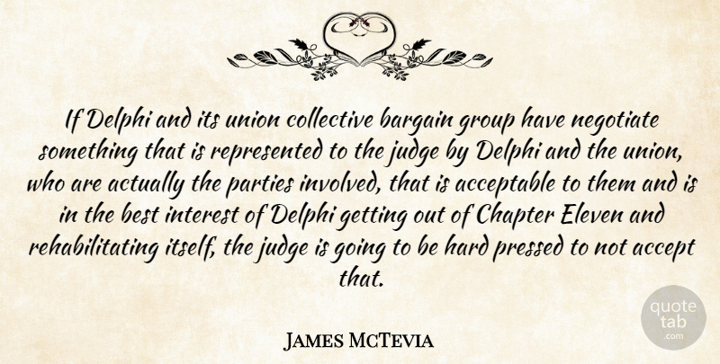 James McTevia Quote About Acceptable, Bargain, Best, Chapter, Collective: If Delphi And Its Union...
