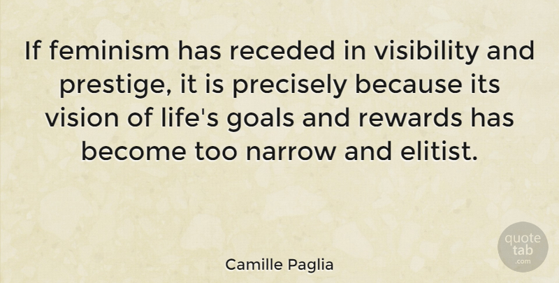 Camille Paglia Quote About Goal, Vision, Feminism: If Feminism Has Receded In...