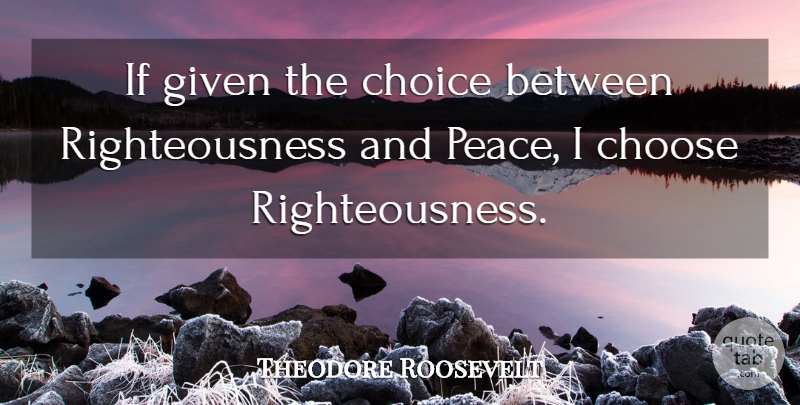 Theodore Roosevelt Quote About History, Choices, Given: If Given The Choice Between...