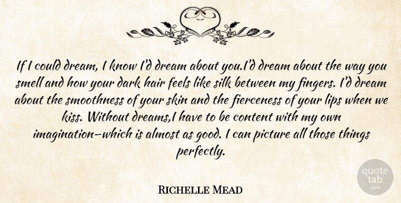 Richelle Mead Quote About Dream, Dark, Kissing: If I Could Dream I...