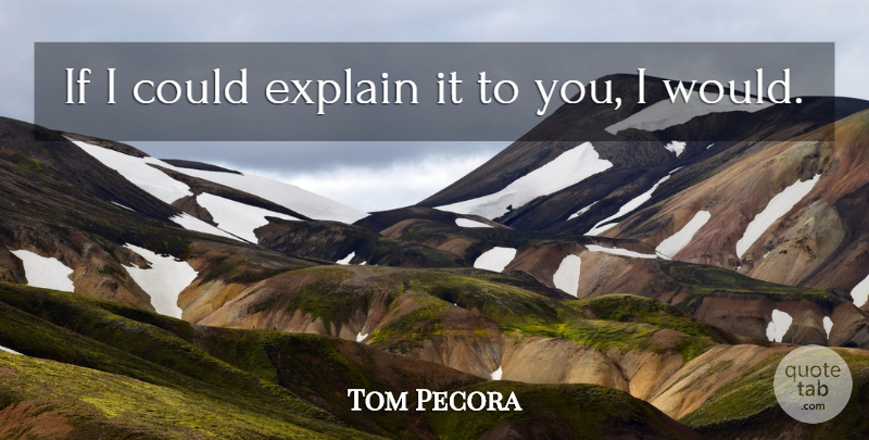 Tom Pecora Quote About Explain: If I Could Explain It...