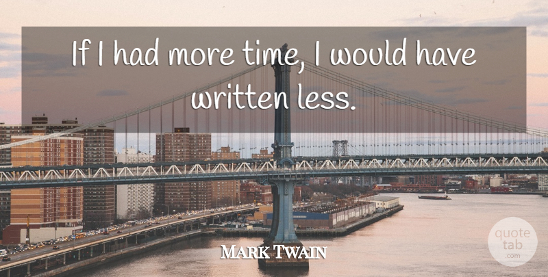 Mark Twain Quote About More Time, Ifs, Written: If I Had More Time...