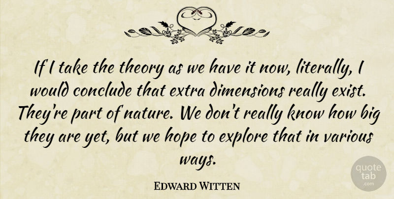Edward Witten Quote About Nature, Way, Dimensions: If I Take The Theory...