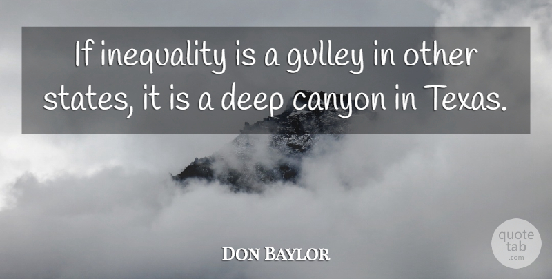 Don Baylor Quote About Canyon, Deep, Inequality: If Inequality Is A Gulley...