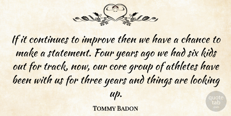 Tommy Badon Quote About Athletes, Chance, Continues, Core, Four: If It Continues To Improve...